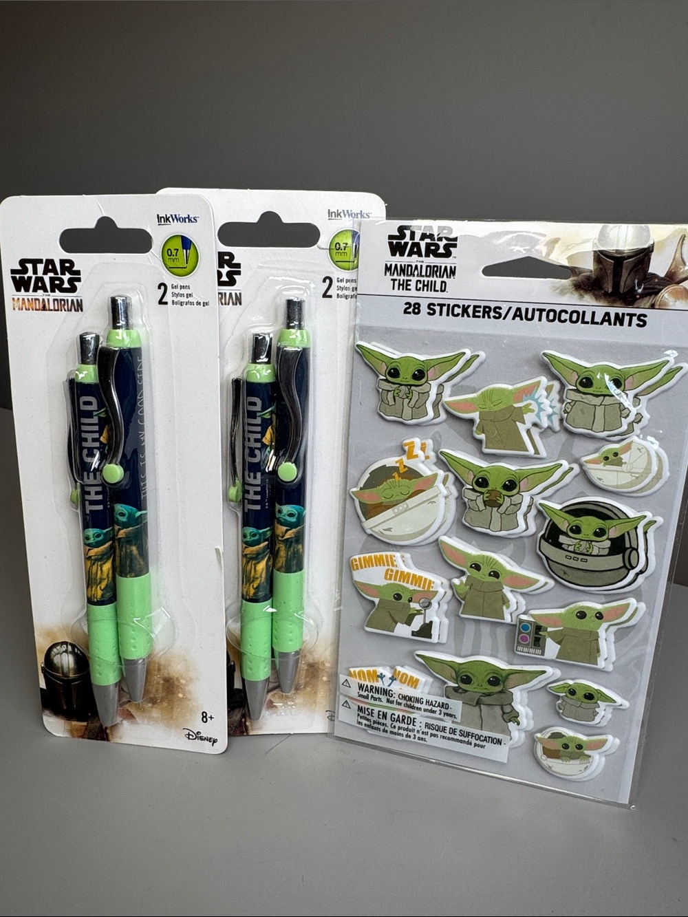 MANDALORIAN The Child GEL PENS & Stickers 2 Pack BLACK INK NEW 0.7 mm Star Wars